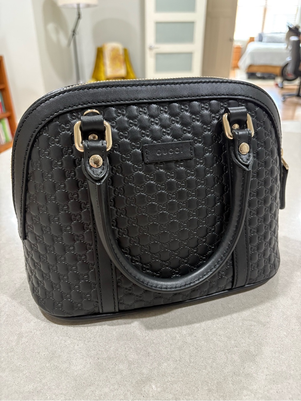 Gucci Microguccisima Small Dome Bag - Black - Like New Condition